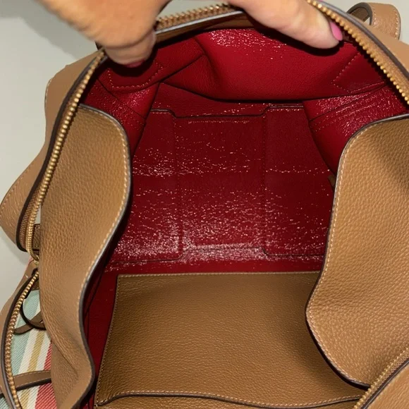 Tory Burch Large Perry Satchel in Moose Brown Leather - Picture 12 of 14